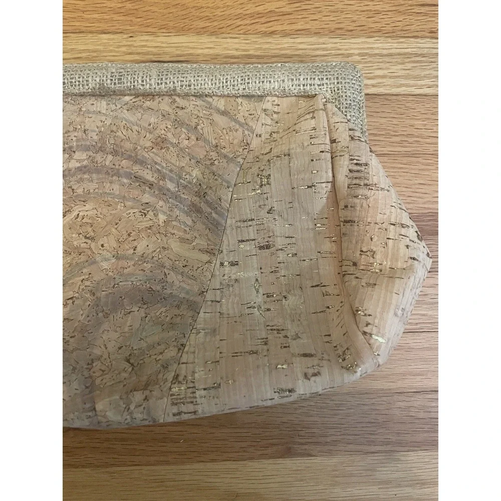 Natural Cork Purse Clutch Gold‎ Accents Tess Rizzuto New York